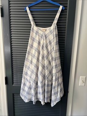Asymmetrical White & Navy Plaid Sundress